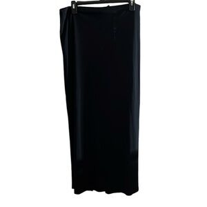 Express medium black stretch knit pull on maxi skirt high back slit oversized